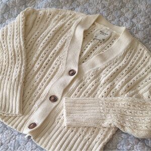 Abercrombie & Fitch Cream Cable Knit Cardigan Sweater